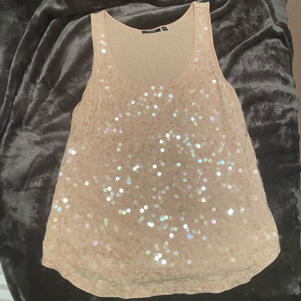 sparkly tank top shimmery tan shirt